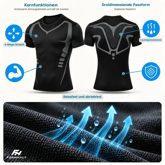 Bauchfett mit Kleidung verstecken: Tipps für Männer - Funktionsshirt mit 4-Wege-Stretch für optimale Passform und Atmungsaktivität.