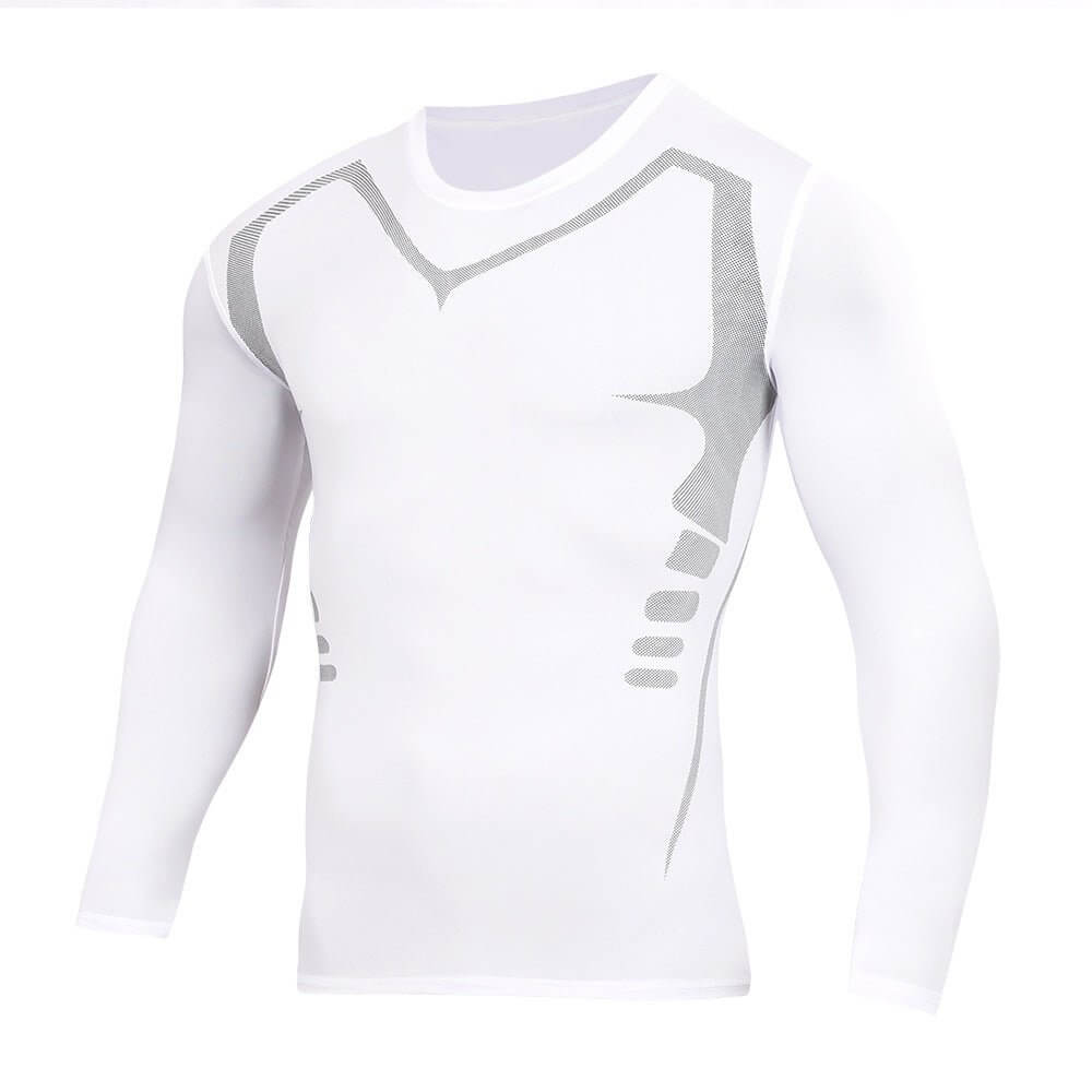 Kompressions-Langarmshirt für Herren – FORMHALT CORE Longsleeve in Weiß mit langen Ärmeln und körpernaher Passform.