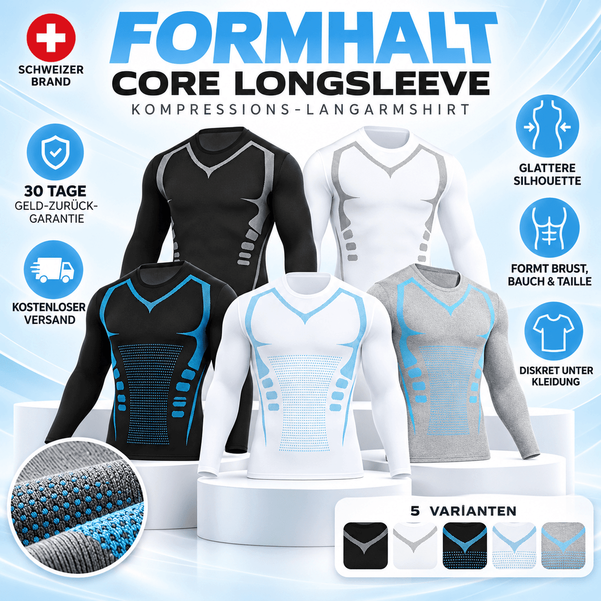 FORMHALT CORE Langarmshirt für Herren – Kompressions-Langarmshirt für Herren in fünf verschiedenen Varianten.
