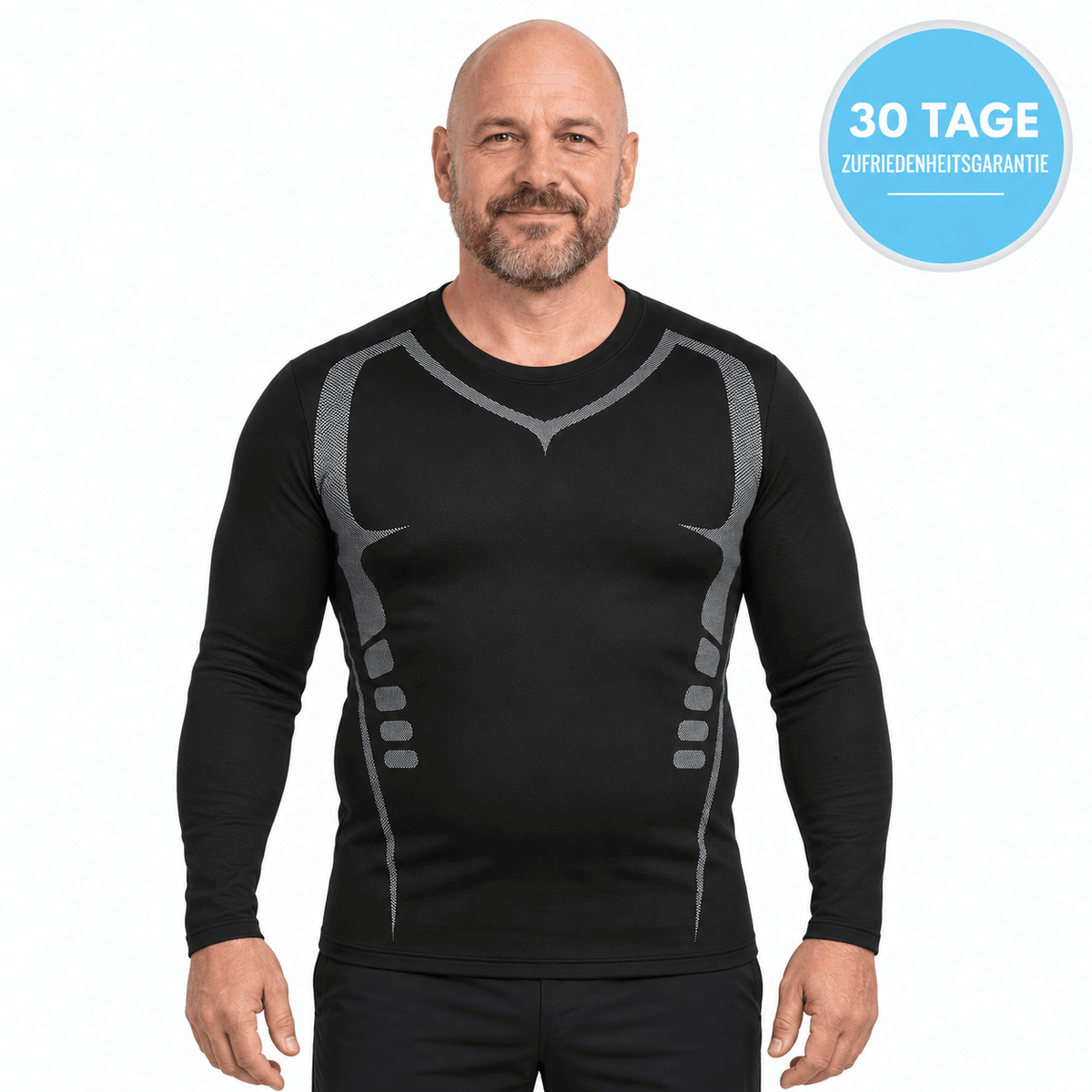 Kompressions-Langarmshirt für Herren – FORMHALT CORE Longsleeve in Schwarz, körpernahe Passform.