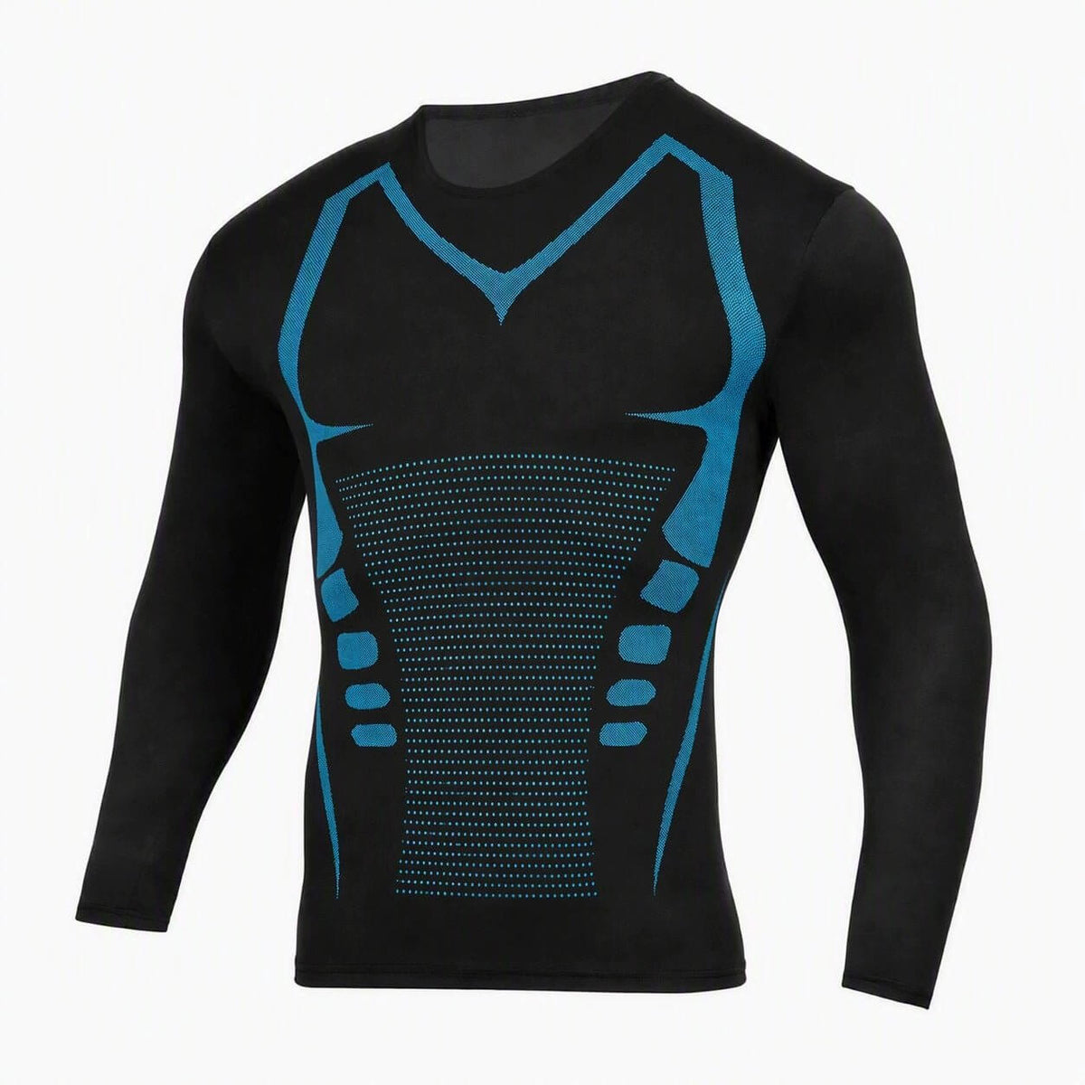 Kompressions-Langarmshirt für Herren – FORMHALT CORE Longsleeve in schwarz mit blauen Details für optimale Passform.