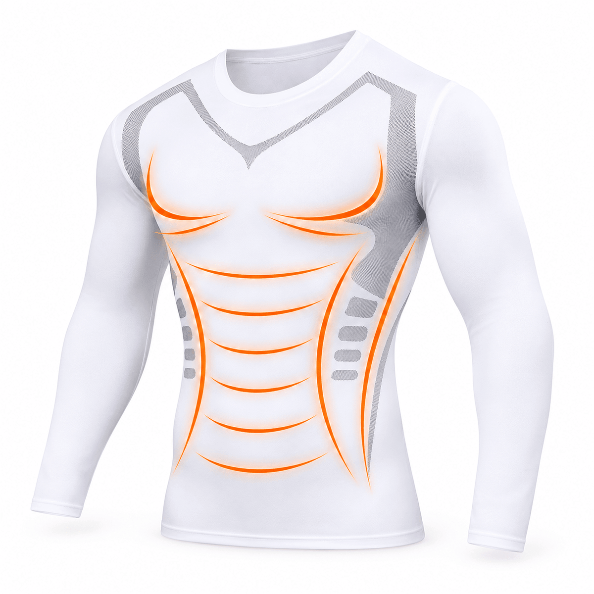 Kompressions-Langarmshirt für Herren in Weiß mit sportlichem Design und langen Ärmeln von FORMHALT CORE.