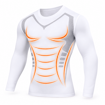 Kompressions-Langarmshirt für Herren in Weiß mit sportlichem Design und langen Ärmeln von FORMHALT CORE.