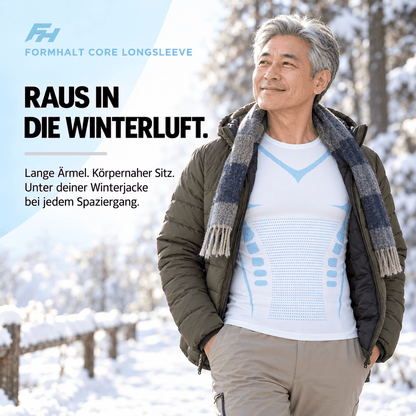 Kompressions-Langarmshirt für Herren, ideal für den Alltag und unter Winterjacken, bietet körpernahe Passform und langen Ärmel.
