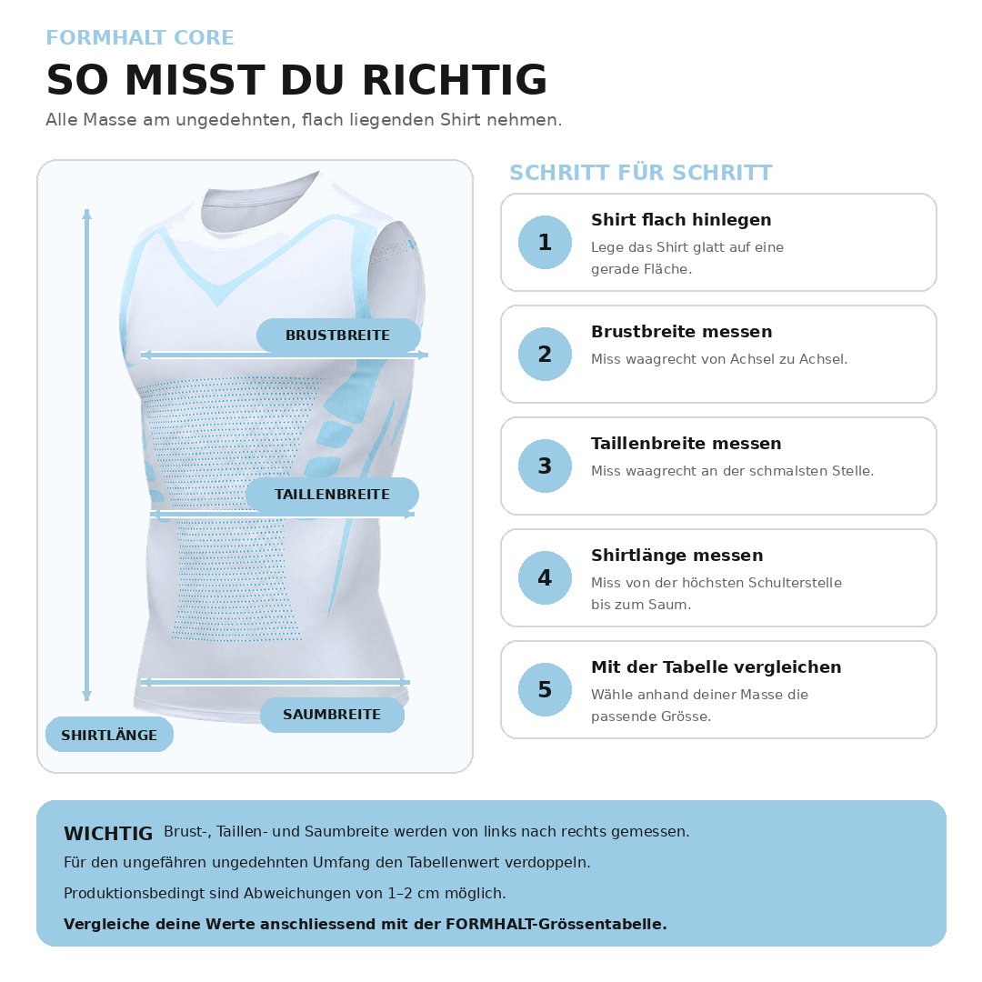 FORMHALT CORE Tank – Kompressions-Tanktop für Herren Anleitungen zum Messen für die perfekte Passform.