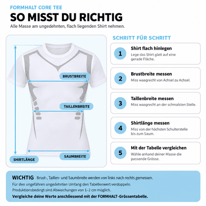 FORMHALT CORE Tee - Kompression T-Shirt für Herren Maßanleitung zur richtigen Vermessung für optimale Passform.