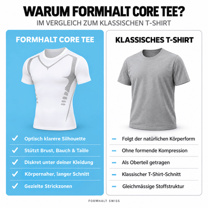 FORMHALT CORE Tee - Kompression T-Shirt für Herren im Vergleich zu klassischem T-Shirt für Herren.